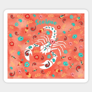 Boho Zodiac Sign- Scorpio Astrology Watercolor Illustration Sticker